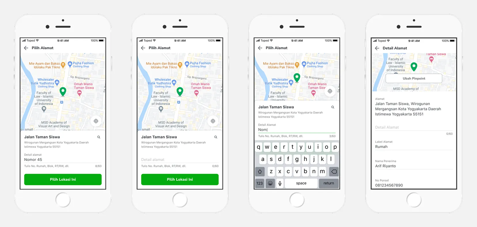 Pinpoint and confirm location screens