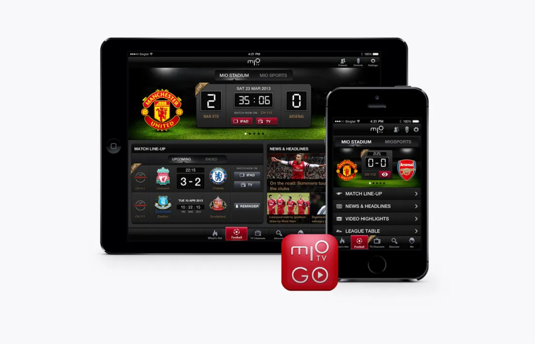 Mio Sports — tablet & phone interface