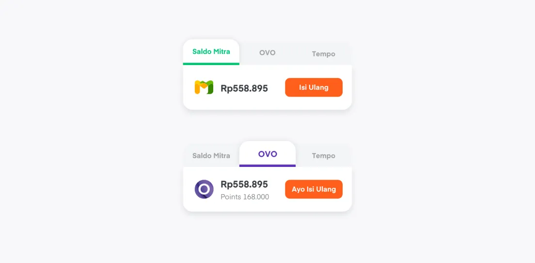 Wallet tab interactions